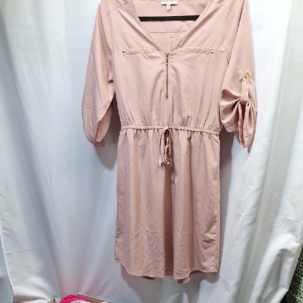 Elegant Pink Long Sleeve Dress